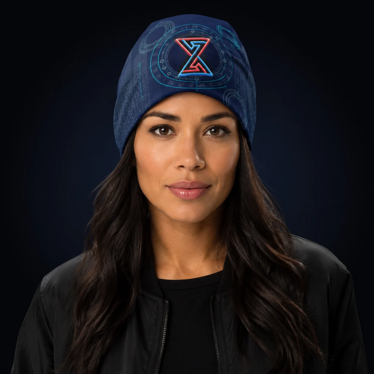 Woman wearing Denver Sky Beanie